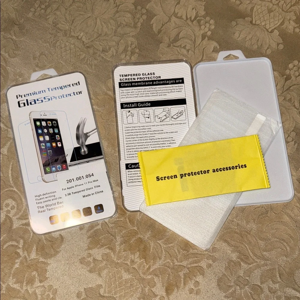 11 Pro Max Tempered Glass Screen Protector with Accessories “2” of them.